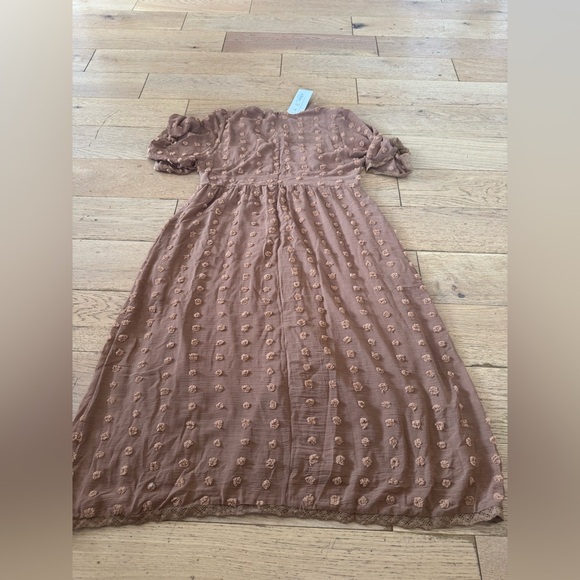Bella Ella Boutique My Moment MIDI Boho Brown Women’s Dress Sz Large Cottagecore - Picture 7 of 8